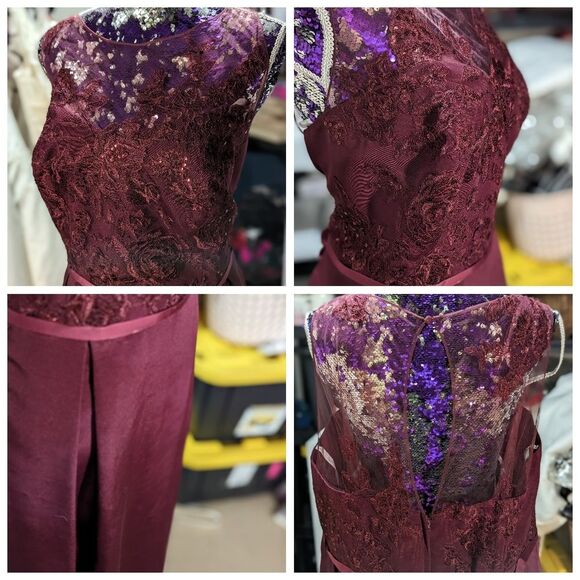 Oleg Cassini Size 20 Red Wine Ball Gown Dress with Pockets - Picture 3 of 7